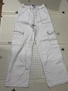 Forever 21 White Cargo Work Pants